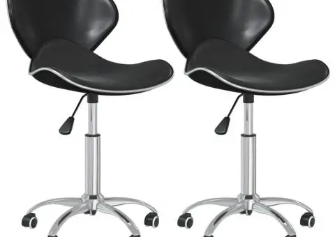Scaune de bucătărie pivotante, 2 buc. negru, piele ecologică - 2/5