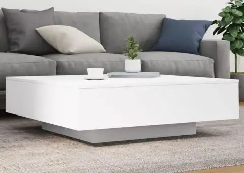 Măsuță de cafea cu lumini LED, alb, 100x100x31 cm - 1/5