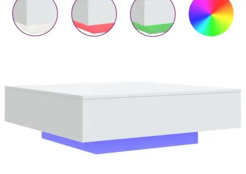 Măsuță de cafea cu lumini LED, alb, 100x100x31 cm - 2/5