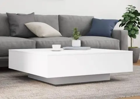 Măsuță de cafea cu lumini LED, alb, 100x100x31 cm - 4/5