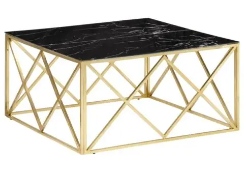 Măsuță de cafea, oțel inoxidabil auriu și sticlă securizată - 2/5