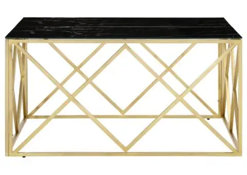 Măsuță de cafea, oțel inoxidabil auriu și sticlă securizată - 4/5