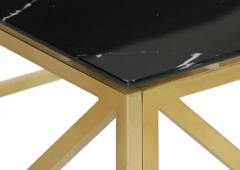 Măsuță de cafea, oțel inoxidabil auriu și sticlă securizată - 5/5