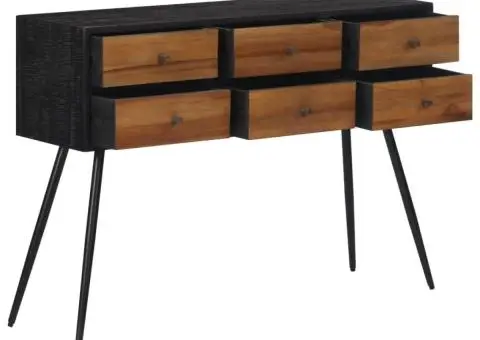 Masă consolă cu sertare, 116x30x76 cm, lemn masiv tec reciclat - 2/5