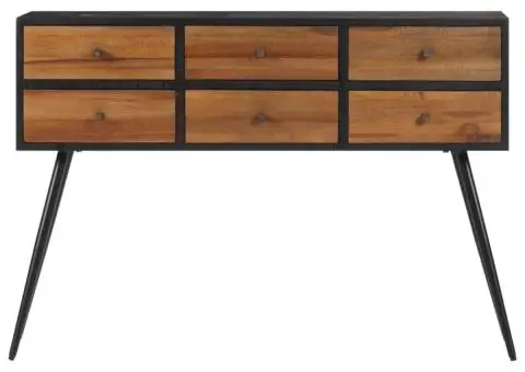 Masă consolă cu sertare, 116x30x76 cm, lemn masiv tec reciclat - 3/5