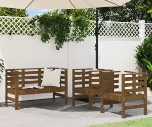 vidaXL Set mobilier de grădină, 3 piese, maro miere, lemn masiv de pin