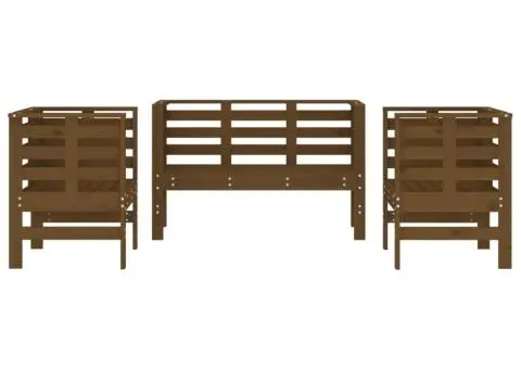 Set mobilier de grădină, 3 piese, maro miere, lemn masiv de pin - 4/5