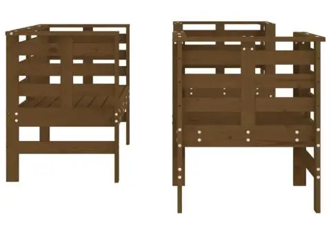 Set mobilier de grădină, 3 piese, maro miere, lemn masiv de pin - 5/5