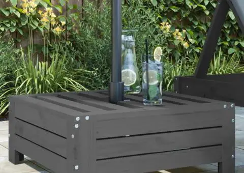 Mască pentru suport de umbrelă, gri, lemn masiv de pin - 1/5