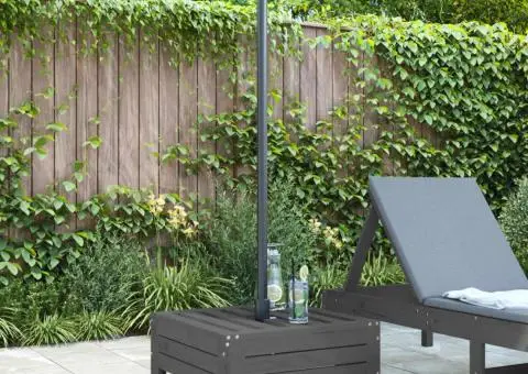 Mască pentru suport de umbrelă, gri, lemn masiv de pin - 3/5