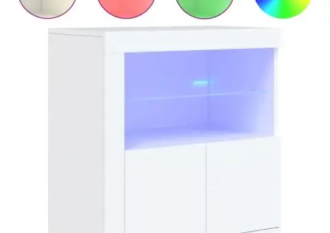 Servantă cu lumini LED, alb, 60,5x37x67 cm - 2/5