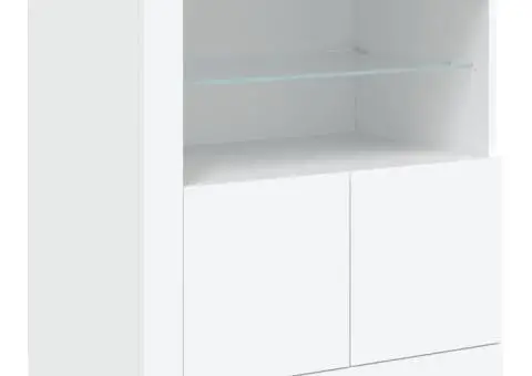 Servantă cu lumini LED, alb, 60,5x37x67 cm - 3/5