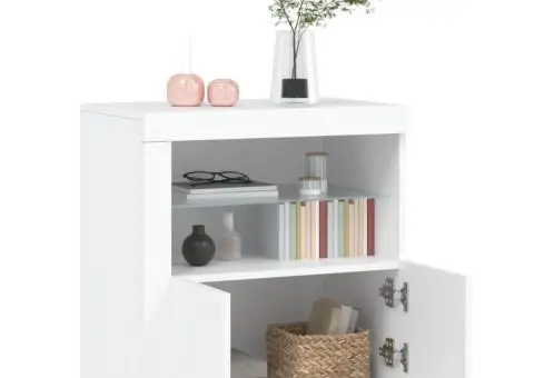 Servantă cu lumini LED, alb, 60,5x37x67 cm - 5/5
