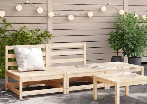 Canapea de grădină fără brațe cu taburet, lemn masiv de pin - 1/5
