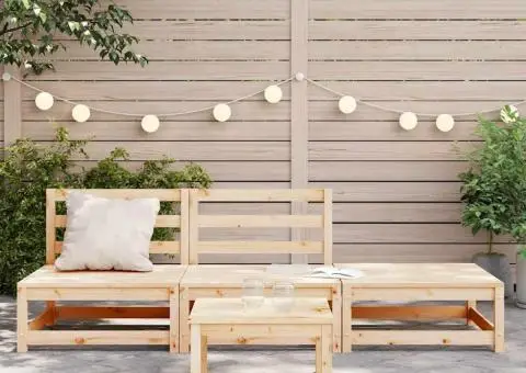 Canapea de grădină fără brațe cu taburet, lemn masiv de pin - 3/5