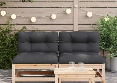 Canapele de grădină fără cotiere cu perne 2 buc. lemn masiv pin - 3/5