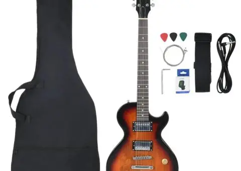 Chitara electrică de începători, cu husă, maro/negru, 4/4 39" - 2/5