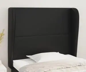 vidaXL Tăblie de pat cu aripioare, negru, 93x23x118/128 cm, piele eco