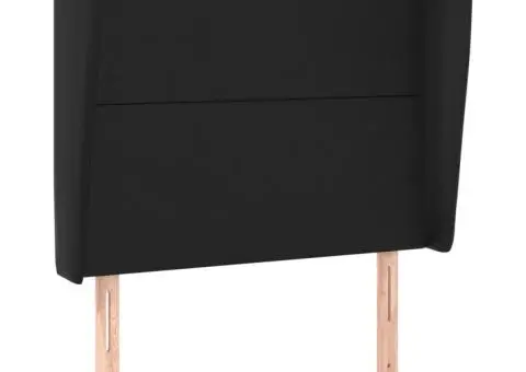 Tăblie de pat cu aripioare, negru, 93x23x118/128 cm, piele eco - 2/5