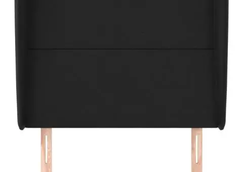 Tăblie de pat cu aripioare, negru, 93x23x118/128 cm, piele eco - 3/5