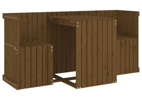Set de balcon cu 2 locuri, maro miere, lemn masiv de pin - 2/5