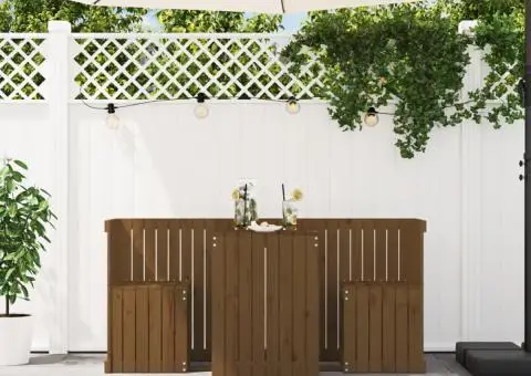 Set de balcon cu 2 locuri, maro miere, lemn masiv de pin - 3/5