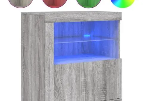 Servantă cu lumini LED, gri sonoma, 60,5x37x67 cm - 2/5