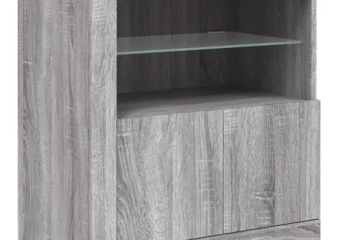 Servantă cu lumini LED, gri sonoma, 60,5x37x67 cm - 3/5