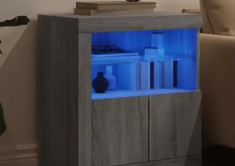 Servantă cu lumini LED, gri sonoma, 60,5x37x67 cm - 4/5