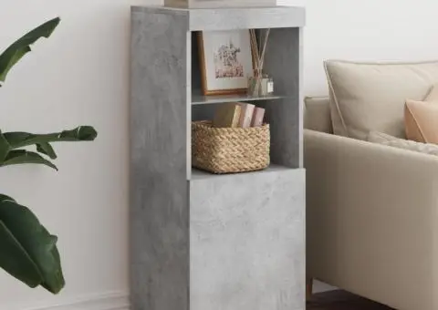 Servantă cu lumini LED, gri beton, 41x37x100 cm - 1/5