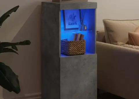 Servantă cu lumini LED, gri beton, 41x37x100 cm - 3/5