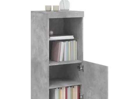 Servantă cu lumini LED, gri beton, 41x37x100 cm - 4/5