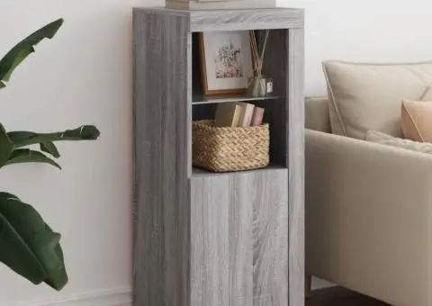 Servantă cu lumini LED, gri sonoma, 41x37x100 cm - 1/5