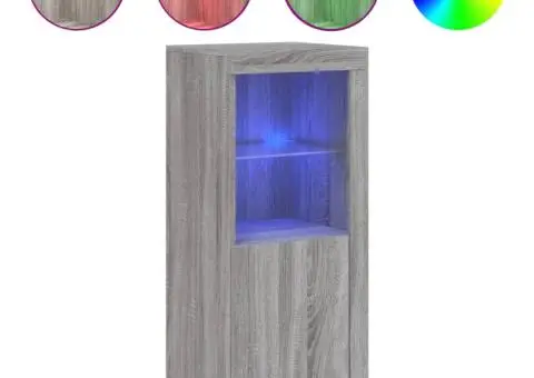 Servantă cu lumini LED, gri sonoma, 41x37x100 cm - 2/5