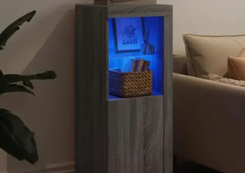 Servantă cu lumini LED, gri sonoma, 41x37x100 cm - 4/5
