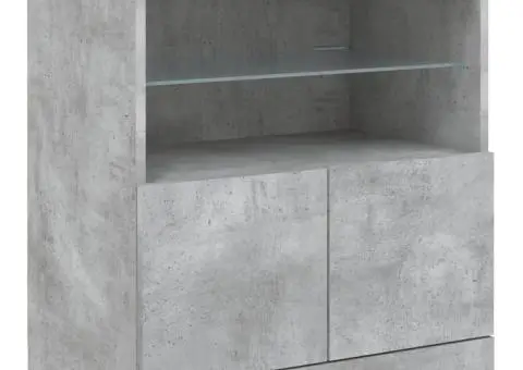 Servantă cu lumini LED, gri beton, 60x37x67 cm - 3/5