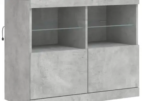 Servantă cu lumini LED, gri beton, 81x37x67 cm - 3/5