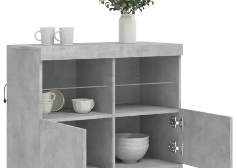 Servantă cu lumini LED, gri beton, 81x37x67 cm - 5/5