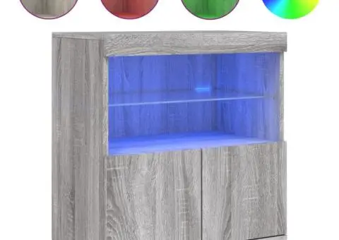 Servantă cu lumini LED, gri sonoma, 60x37x67 cm - 2/5