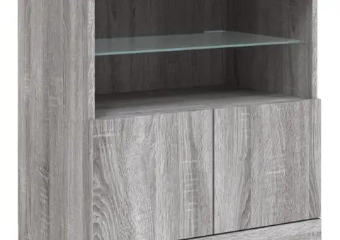 Servantă cu lumini LED, gri sonoma, 60x37x67 cm - 3/5