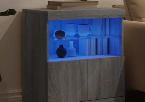 Servantă cu lumini LED, gri sonoma, 60x37x67 cm - 4/5