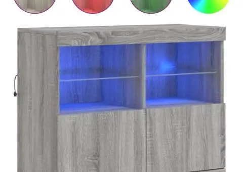 Servantă cu lumini LED, gri sonoma, 81x37x67 cm - 2/5