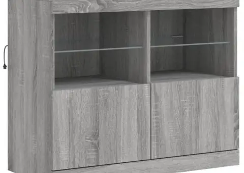 Servantă cu lumini LED, gri sonoma, 81x37x67 cm - 3/5