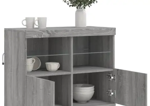 Servantă cu lumini LED, gri sonoma, 81x37x67 cm - 5/5