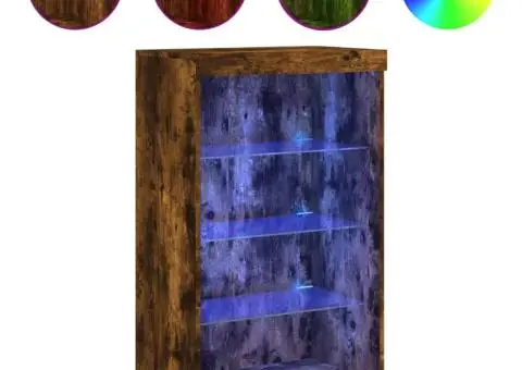 Servantă cu lumini LED, stejar fumuriu, 60,5x37x100 cm - 2/5