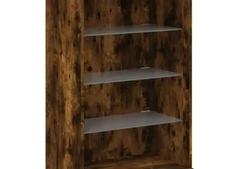 Servantă cu lumini LED, stejar fumuriu, 60,5x37x100 cm - 3/5