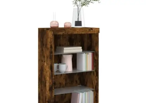 Servantă cu lumini LED, stejar fumuriu, 60,5x37x100 cm - 5/5