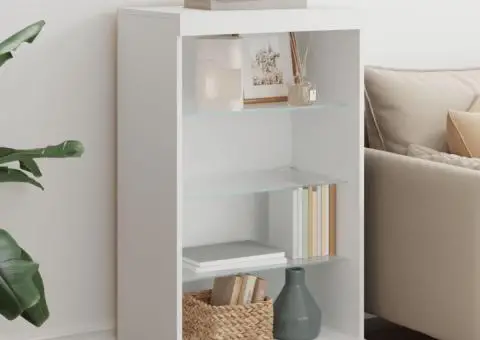 Servantă cu lumini LED, alb, 60,5x37x100 cm - 1/5