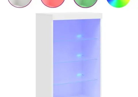 Servantă cu lumini LED, alb, 60,5x37x100 cm - 2/5