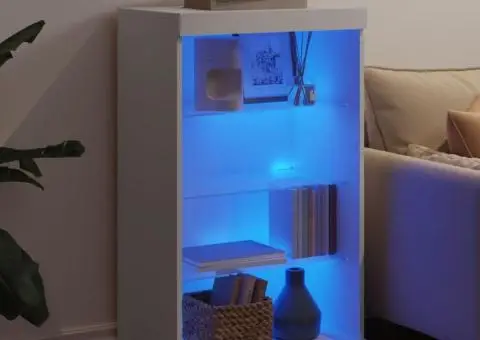 Servantă cu lumini LED, alb, 60,5x37x100 cm - 4/5